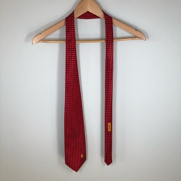 YVES Saint  Laurent YSL Red Pattern 100% Silk Neck Tie - Picture 1 of 5